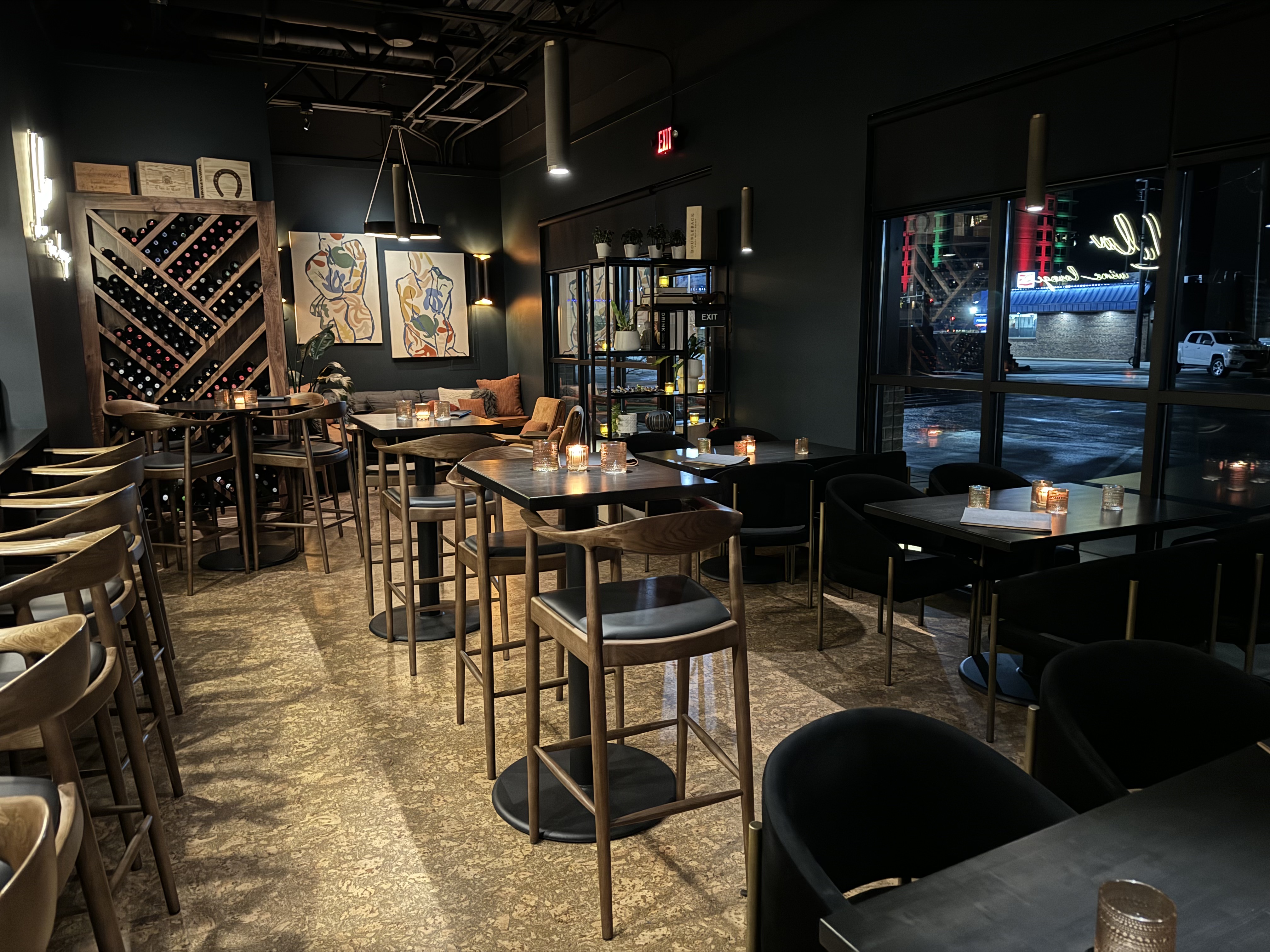 Lola Wine Lounge seating area with candles